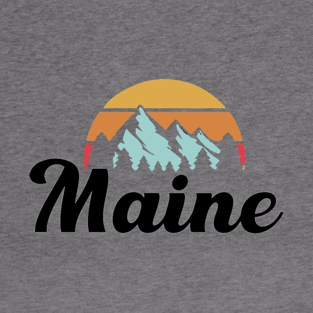 Vintage Retro Maine Mountains Design by Wicked Zebra